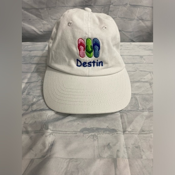 Destin Florida White Flip Flop Hat One Size Strapback Baseball Cap - Picture 1 of 7